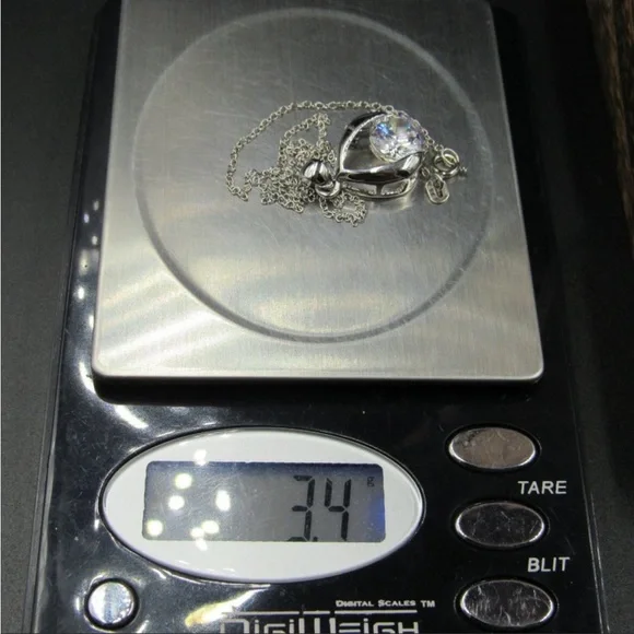 16” Sterling Silver Round Cubic Zirconia Necklace - Picture 4 of 5